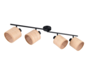 Trio Lighting Trio AIMEE plafondspot | E14 Fitting | mat zwart met natuurlijke afwerking | 87,5 x 13 cm | IP20 | excl. 4x E14 | max. 10W