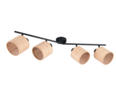 Trio Lighting Trio AIMEE plafondspot | E14 Fitting | mat zwart met natuurlijke afwerking | 87,5 x 13 cm | IP20 | excl. 4x E14 | max. 10W