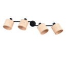 Trio Lighting Trio AIMEE plafondspot | E14 Fitting | mat zwart met natuurlijke afwerking | 87,5 x 13 cm | IP20 | excl. 4x E14 | max. 10W