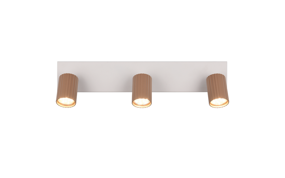 Trio Lighting Trio SOKA ceiling spotlight | 3x GU10 | mocha brown | IP20 | 14.5 cm