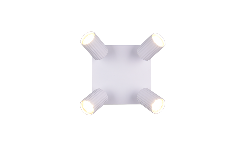 Trio Lighting Trio SOKA plafondspot | GU10 Fitting | wit mat | 20 x 20 cm | IP20 | excl. 4x GU10 | max. 10W