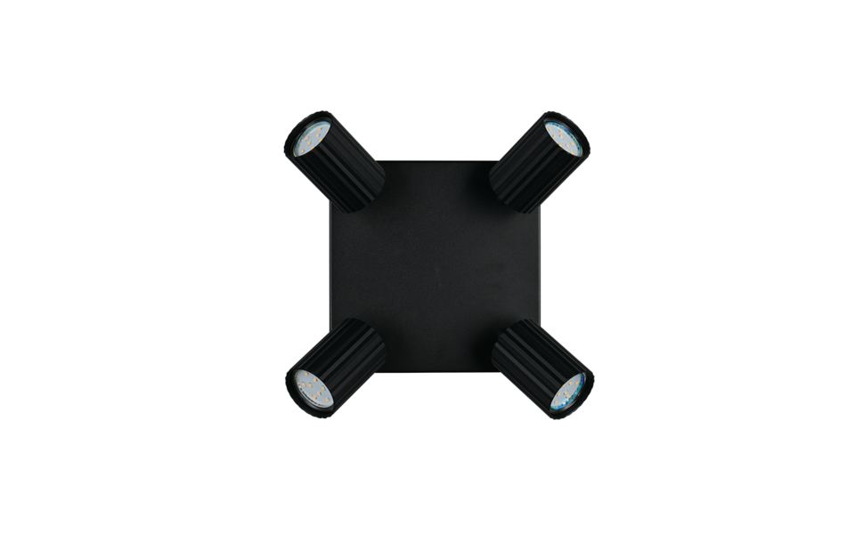 Trio Lighting Trio SOKA plafondspot | GU10 Fitting | mat zwart | 20 x 20 cm | IP20 | excl. 4x GU10 | max. 10W