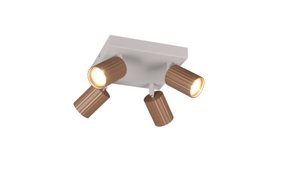 Trio Lighting Trio SOKA ceiling spotlight | 4x GU10 | mocha brown | Ø 20 cm | IP20 | 14.5 cm
