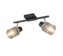Trio Lighting Trio JACK plafondspot | E27 Fitting | mat zwart met rookkleur | 37 x 16 cm | IP20 | excl. 2x E27 | max. 10W