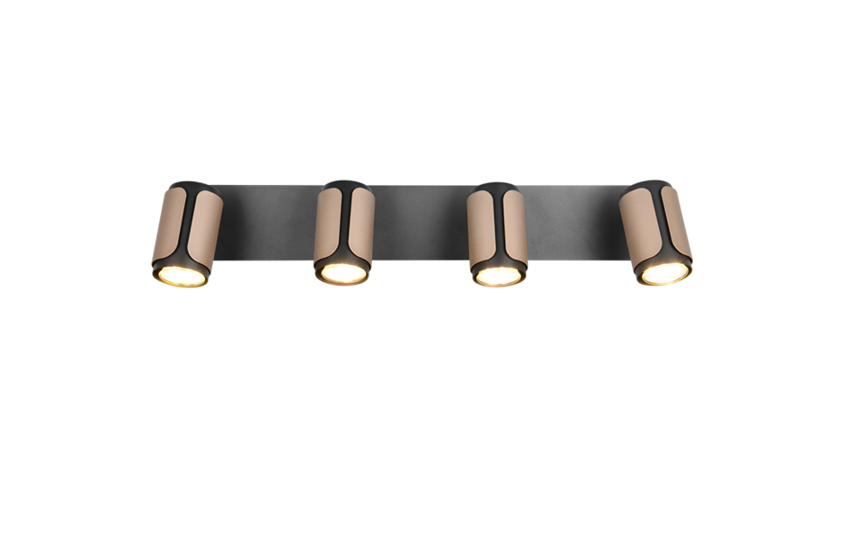 Trio Lighting Trio GILLAN ceiling spotlight | 4x GU10 | mocha brown | IP20 | 16 cm