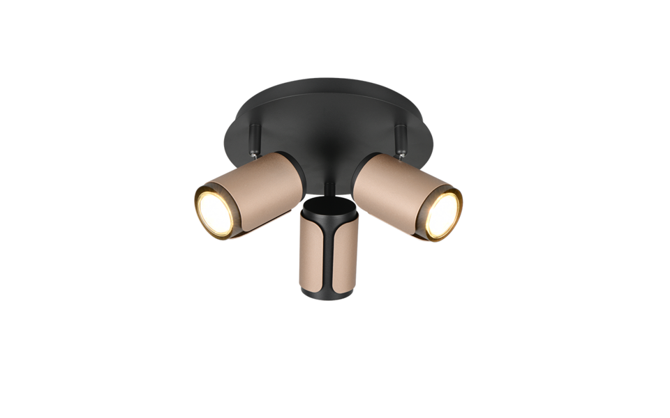 Trio Lighting Trio GILLAN plafondspot | GU10 Fitting | koffie | Ø 30 cm | IP20 | excl. 3x GU10 | max. 10W
