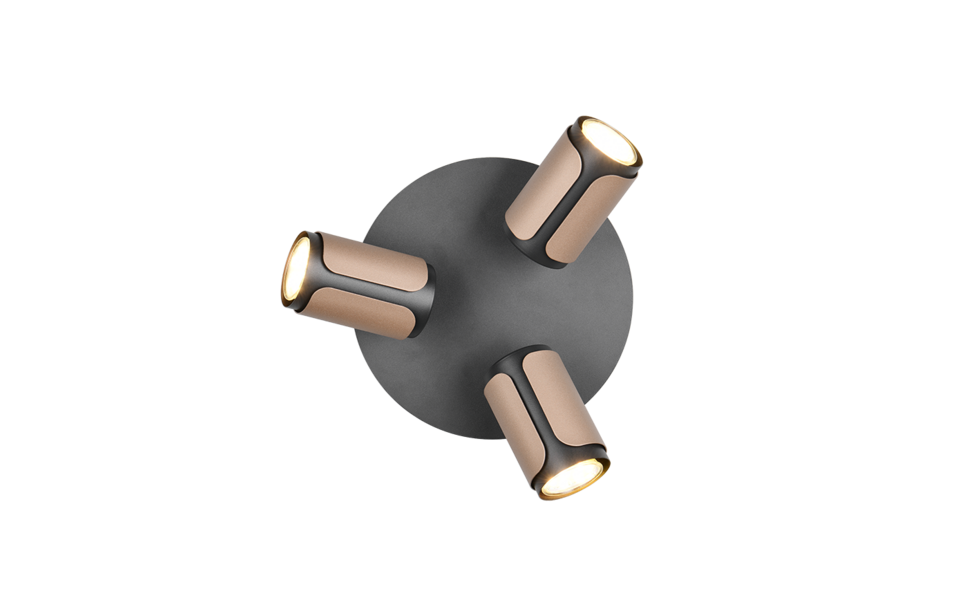 Trio Lighting Trio GILLAN plafondspot | GU10 Fitting | koffie | Ø 30 cm | IP20 | excl. 3x GU10 | max. 10W