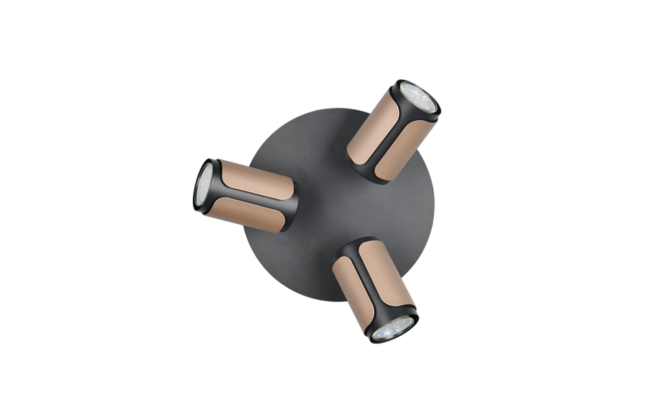 Trio Lighting Trio GILLAN plafondspot | GU10 Fitting | koffie | Ø 30 cm | IP20 | excl. 3x GU10 | max. 10W