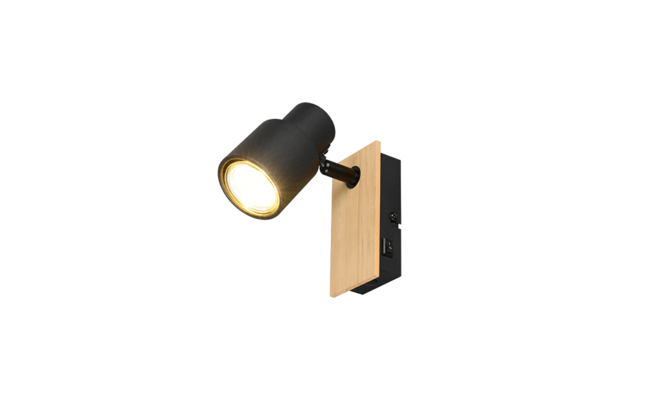 Trio Lighting Trio PIERRE plafondspot | GU10 Fitting | mat zwart | 14 x 6 cm | IP20 | excl. 1x GU10 | max. 10W