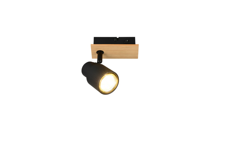 Trio Lighting Trio PIERRE plafondspot | GU10 Fitting | mat zwart | 14 x 6 cm | IP20 | excl. 1x GU10 | max. 10W