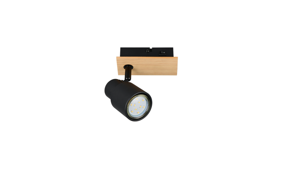 Trio Lighting Trio PIERRE plafondspot | GU10 Fitting | mat zwart | 14 x 6 cm | IP20 | excl. 1x GU10 | max. 10W