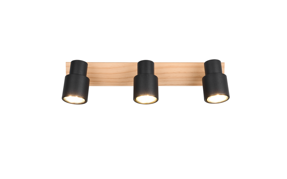 Trio Lighting Trio PIERRE plafondspot | GU10 Fitting | mat zwart | 46 x 6 cm | IP20 | excl. 3x GU10 | max. 10W