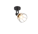 Trio Lighting Trio JEROME plafondspot | E27 Fitting | mat zwart met natuurlijke afwerking | Ø 14 cm | IP20 | excl. 1x E27 | max. 10W