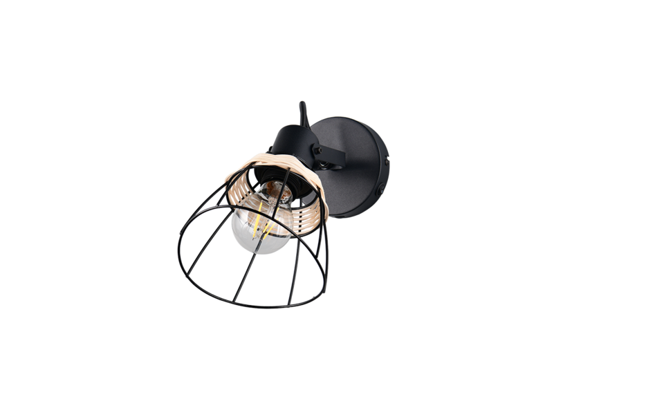 Trio Lighting Trio JEROME plafondspot | E27 Fitting | mat zwart met natuurlijke afwerking | Ø 14 cm | IP20 | excl. 1x E27 | max. 10W Trio Lighting Trio JEROME plafondspot | E27 Fitting | mat zwart met natuurlijke afwerking | Ø 14 cm | IP20 | excl. 1x E27 | max. 10W