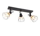 Trio Lighting Trio JEROME plafondspot | E27 Fitting | mat zwart met natuurlijke afwerking | 62 x 20,7 cm | IP20 | excl. 3x E27 | max. 10W