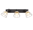 Trio Lighting Trio JEROME plafondspot | E27 Fitting | mat zwart met natuurlijke afwerking | 62 x 20,7 cm | IP20 | excl. 3x E27 | max. 10W