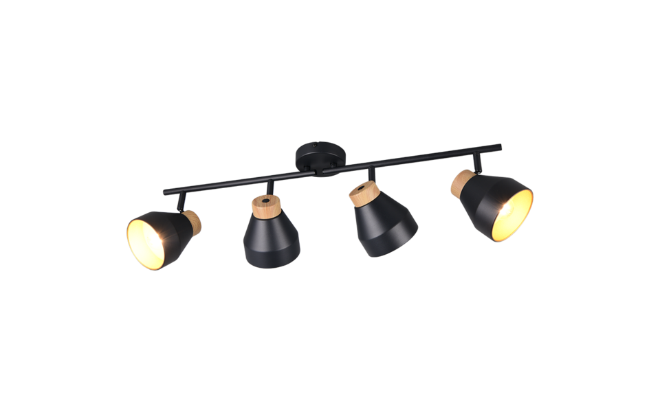 Trio Lighting Trio VALENTIN plafondspot | E14 Fitting | mat zwart | Ø 11 cm | IP20 | excl. 4x E14 | max. 10W