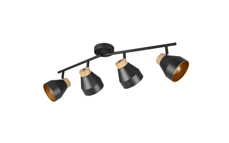 Trio Lighting Trio VALENTIN plafondspot | E14 Fitting | mat zwart | Ø 11 cm | IP20 | excl. 4x E14 | max. 10W