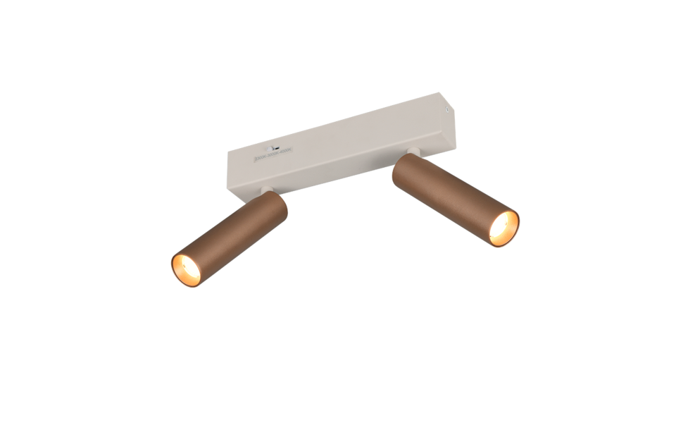 Trio Lighting Trio AMBALA plafondspot | LED | koffie | 26 x 4 cm | IP20 | 2x 5,5W | 500 lm | 2300+3000+4000K | dimbaar