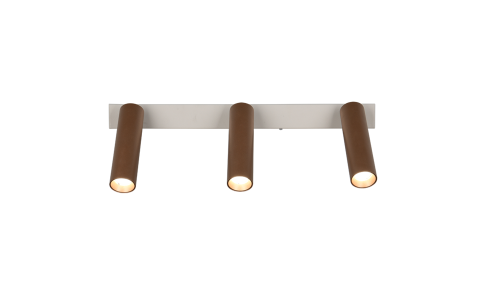 Trio Lighting Trio AMBALA plafondspot | LED | koffie | 44 x 4 cm | IP20 | 3x 5,5W | 500 lm | 2300+3000+4000K | dimbaar