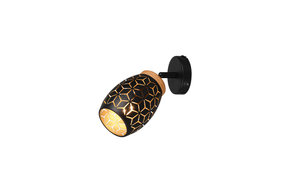 Trio Lighting Trio BIDAR ceiling spotlight | 1x E14 max 40W | black with gold | Ø 12 cm | IP20