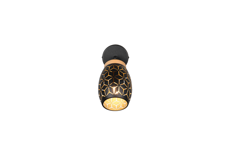 Trio Lighting Trio BIDAR plafondspot | E14 Fitting | zwart met goud | Ø 12 cm | IP20 | excl. 1x E14 | max. 10W