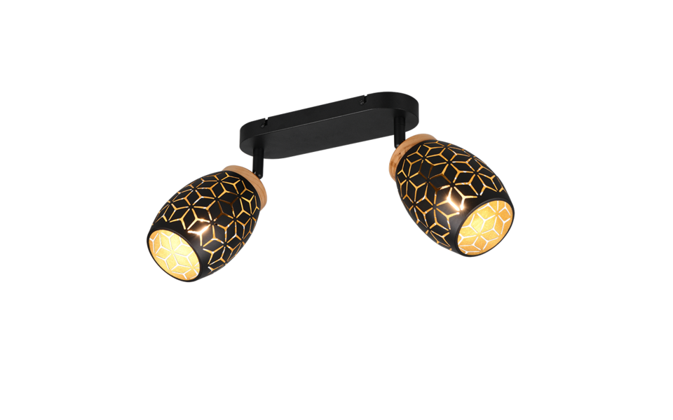 Trio Lighting Trio BIDAR plafondspot | E14 Fitting | zwart met goud | 28 x 12 cm | IP20 | excl. 2x E14 | max. 10W