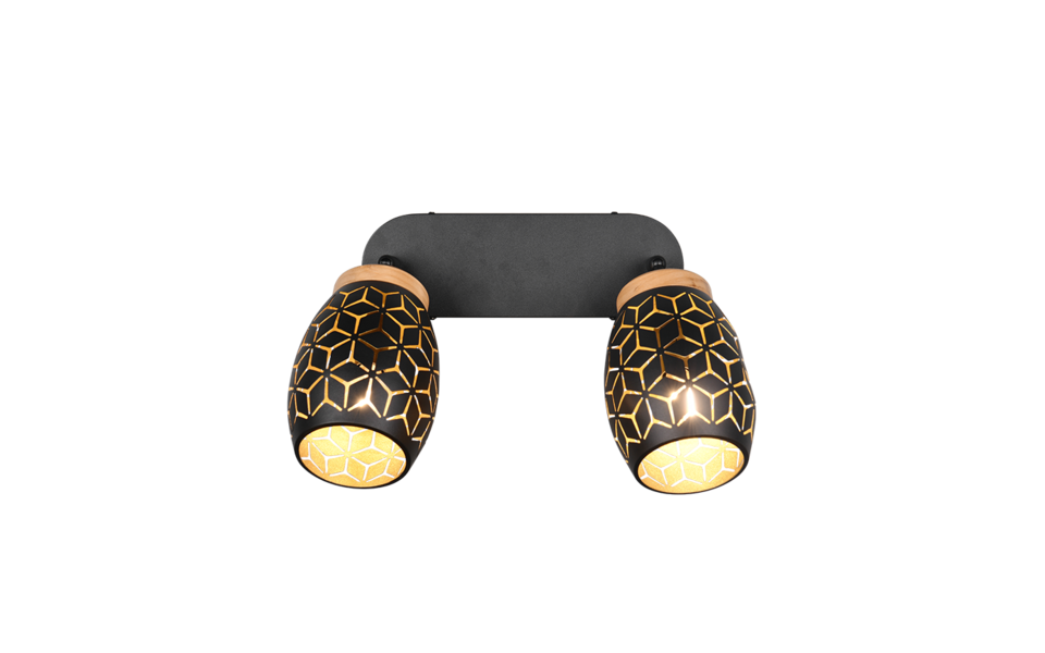 Trio Lighting Trio BIDAR ceiling spotlight | 2x E14 max 40W | black with gold | IP20 | 27 cm Trio Lighting Trio BIDAR ceiling spotlight | 2x E14 max 40W | black with gold | IP20 | 27 cm