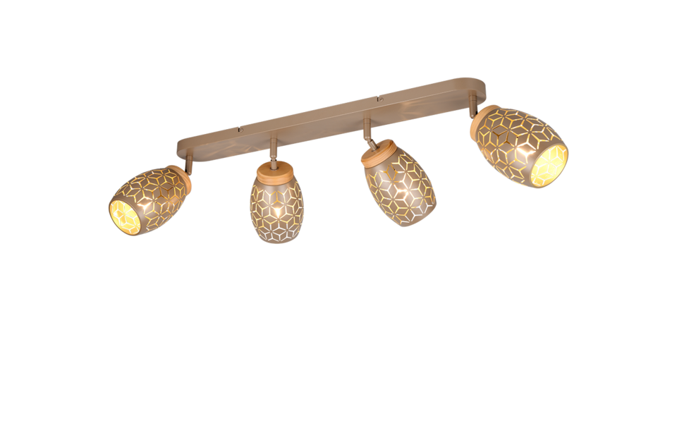 Trio Lighting Trio BIDAR plafondspot | E14 Fitting | koffie | 74 x 12 cm | IP20 | excl. 4x E14 | max. 10W