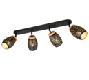 Trio Lighting Trio BIDAR plafondspot | E14 Fitting | zwart met goud | 74 x 12 cm | IP20 | excl. 4x E14 | max. 10W