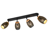 Trio BIDAR plafondspot | zwart/goud | IP20 | E14 | 74 x 12 cm Trio BIDAR plafondspot | zwart/goud | IP20 | E14 | 74 x 12 cm