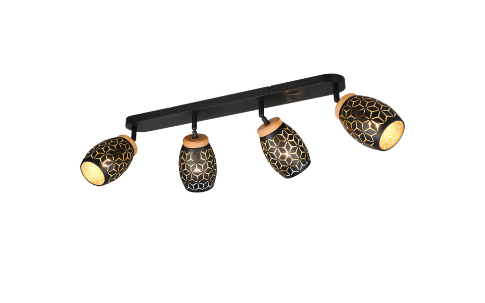 Trio Lighting Trio BIDAR ceiling spotlight | 4x E14 max 40W | black with gold | IP20 | 27 cm Trio Lighting Trio BIDAR ceiling spotlight | 4x E14 max 40W | black with gold | IP20 | 27 cm