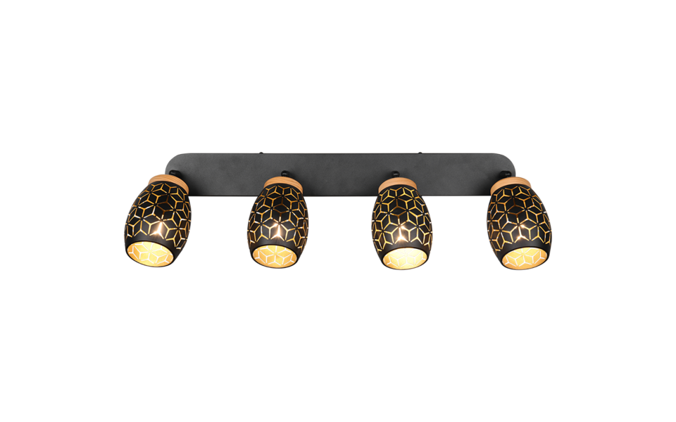 Trio Lighting Trio BIDAR ceiling spotlight | 4x E14 max 40W | black with gold | IP20 | 27 cm Trio Lighting Trio BIDAR ceiling spotlight | 4x E14 max 40W | black with gold | IP20 | 27 cm