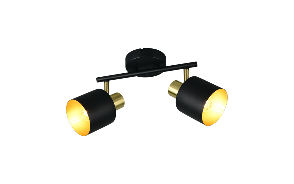 Trio Lighting Trio EVA plafondspot | E14 Fitting | zwart met goud | 36,5 x 10 cm | IP20 | excl. 2x E14 | max. 10W Trio Lighting Trio EVA plafondspot | E14 Fitting | zwart met goud | 36,5 x 10 cm | IP20 | excl. 2x E14 | max. 10W