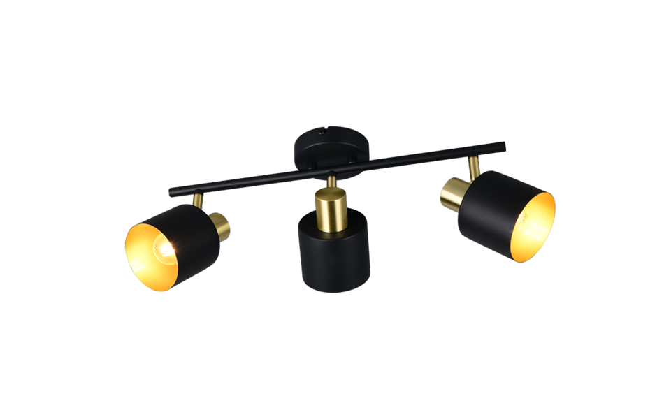 Trio Lighting Trio EVA plafondspot | E14 Fitting | zwart met goud | 53,5 x 10 cm | IP20 | excl. 3x E14 | max. 10W