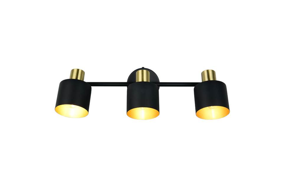 Trio Lighting Trio EVA plafondspot | E14 Fitting | zwart met goud | 53,5 x 10 cm | IP20 | excl. 3x E14 | max. 10W