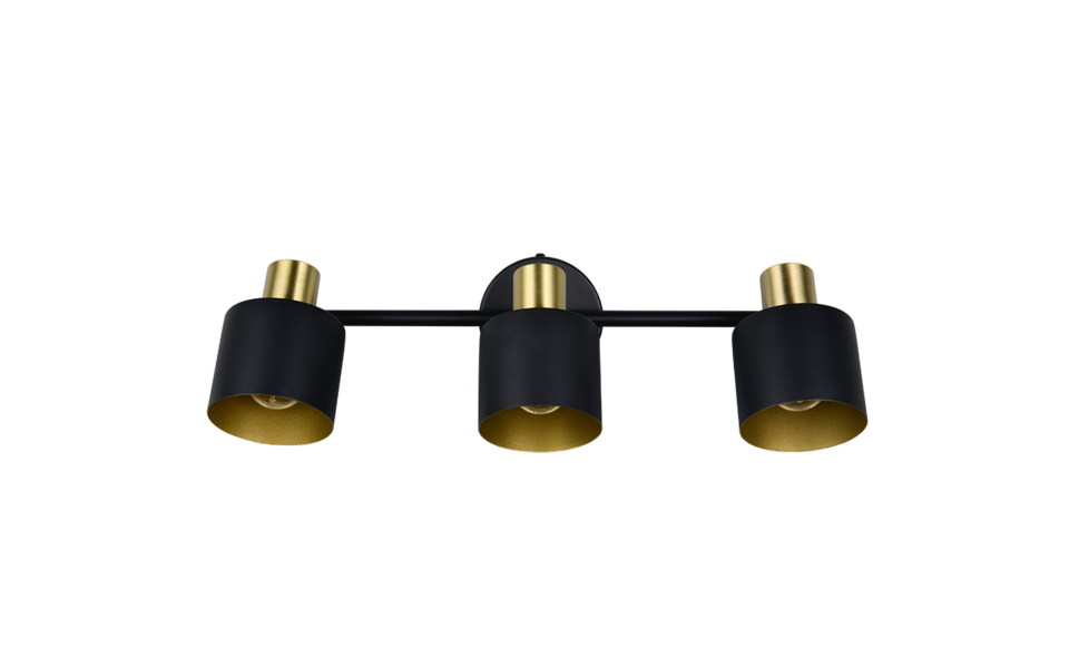 Trio Lighting Trio EVA plafondspot | E14 Fitting | zwart met goud | 53,5 x 10 cm | IP20 | excl. 3x E14 | max. 10W