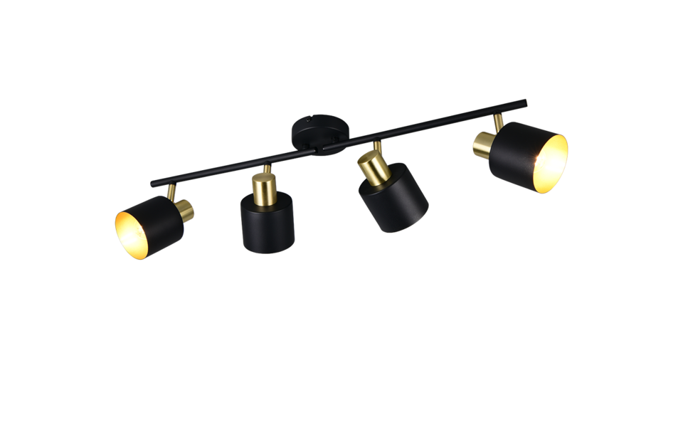 Trio Lighting Trio EVA ceiling spotlight | 4x E14 max 40W | black with gold | IP20 | 19 cm Trio Lighting Trio EVA ceiling spotlight | 4x E14 max 40W | black with gold | IP20 | 19 cm