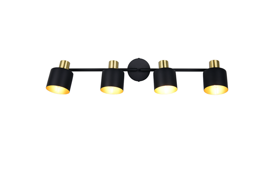 Trio Lighting Trio EVA ceiling spotlight | 4x E14 max 40W | black with gold | IP20 | 19 cm Trio Lighting Trio EVA ceiling spotlight | 4x E14 max 40W | black with gold | IP20 | 19 cm