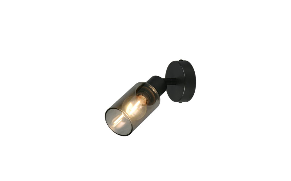 Trio Lighting Trio MARS plafondspot | E14 Fitting | mat zwart met rookkleur | 8 x 16,5 cm | IP20 | excl. 1x E14 | max. 40W