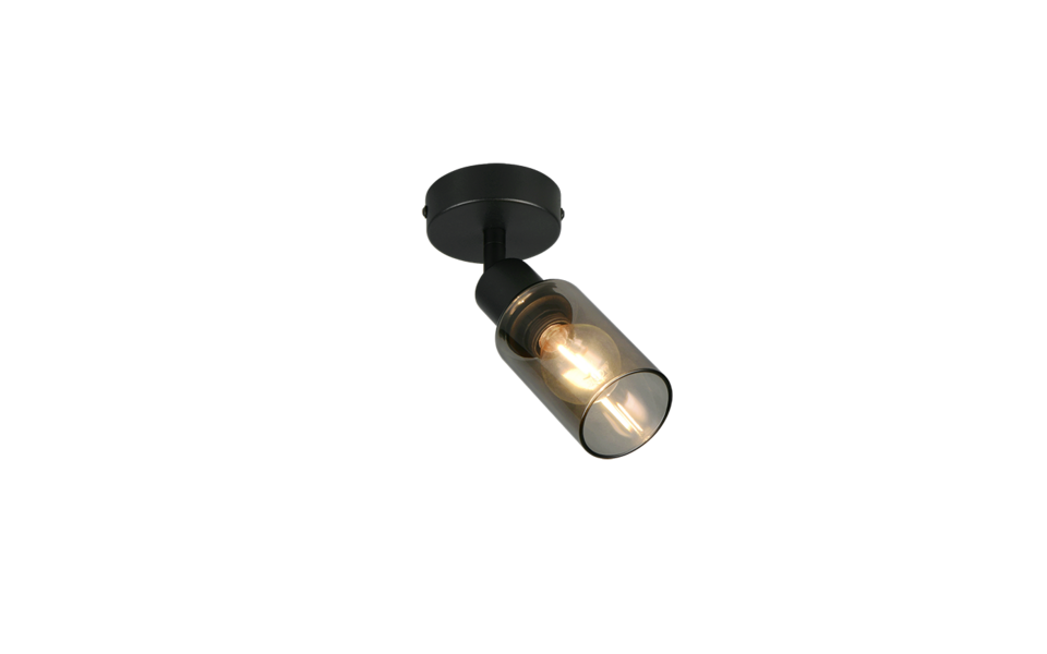 Trio Lighting Trio MARS plafondspot | E14 Fitting | mat zwart met rookkleur | 8 x 16,5 cm | IP20 | excl. 1x E14 | max. 40W