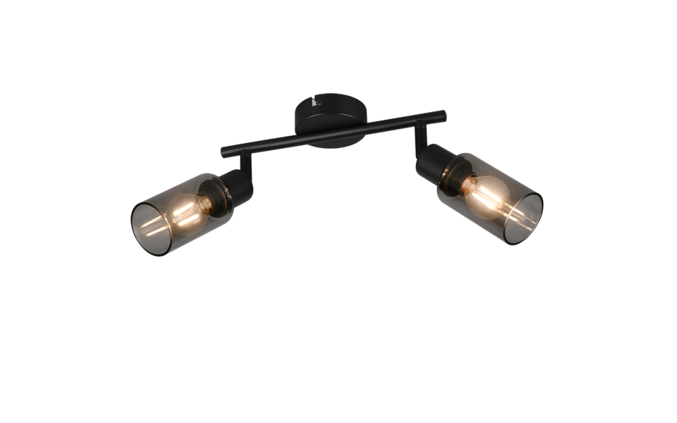 Trio Lighting Trio MARS plafondspot | E14 Fitting | mat zwart met rookkleur | 25 x 8 cm | IP20 | excl. 2x E14 | max. 40W Trio Lighting Trio MARS plafondspot | E14 Fitting | mat zwart met rookkleur | 25 x 8 cm | IP20 | excl. 2x E14 | max. 40W