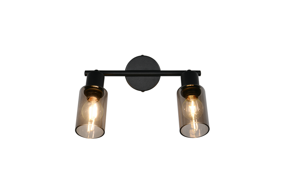 Trio Lighting Trio MARS plafondspot | E14 Fitting | mat zwart met rookkleur | 25 x 8 cm | IP20 | excl. 2x E14 | max. 40W Trio Lighting Trio MARS plafondspot | E14 Fitting | mat zwart met rookkleur | 25 x 8 cm | IP20 | excl. 2x E14 | max. 40W