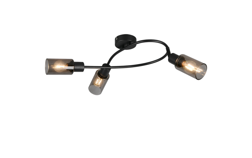 Trio Lighting Trio MARS plafondspot | E14 Fitting | mat zwart met rookkleur | 45 x 34,5 cm | IP20 | excl. 3x E14 | max. 40W Trio Lighting Trio MARS plafondspot | E14 Fitting | mat zwart met rookkleur | 45 x 34,5 cm | IP20 | excl. 3x E14 | max. 40W