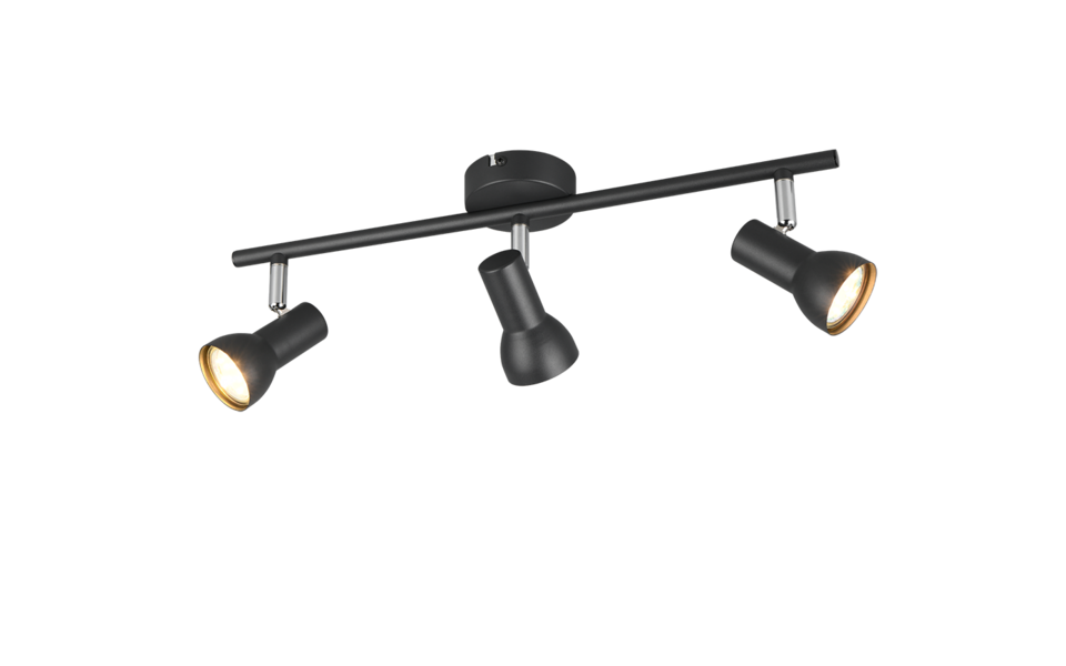 Trio Lighting Trio CANTAR plafondspot | GU10 Fitting | mat zwart | Ø 8 cm | IP20 | excl. 3x GU10 | max. 5W
