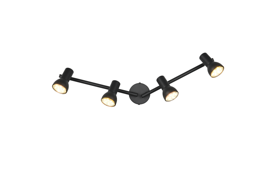 Trio Lighting Trio CANTAR plafondspot | GU10 Fitting | mat zwart | Ø 8 cm | IP20 | excl. 4x GU10 | max. 5W