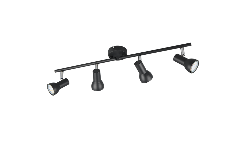Trio Lighting Trio CANTAR plafondspot | GU10 Fitting | mat zwart | Ø 8 cm | IP20 | excl. 4x GU10 | max. 5W