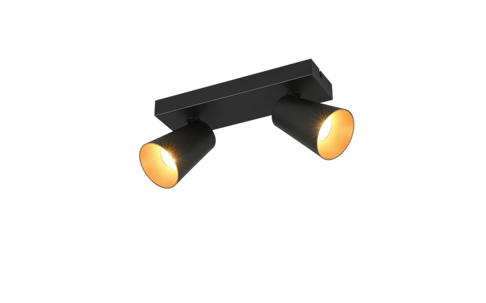 Trio Lighting Trio SHARP ceiling spotlight | 2x GU10 | black | Ø 28 cm | IP20 | 16 cm