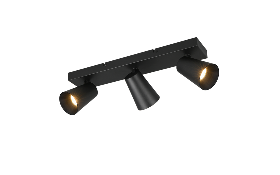 Trio Lighting Trio SHARP plafondspot | GU10 Fitting | mat zwart | Ø 8 cm | IP20 | excl. 3x GU10 | max. 10W Trio Lighting Trio SHARP plafondspot | GU10 Fitting | mat zwart | Ø 8 cm | IP20 | excl. 3x GU10 | max. 10W