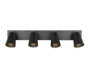 Trio Lighting Trio SHARP plafondspot | GU10 Fitting | mat zwart | Ø 8 cm | IP20 | excl. 4x GU10 | max. 10W